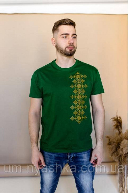 Мужская вышиванка с коротким рукавом хаки Свобода Кривой Рог - изображение 3