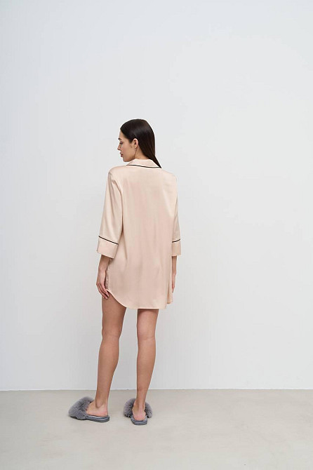 Женская ночная рубашка удлиненная шелковая Молочный L Харьков - изображение 6