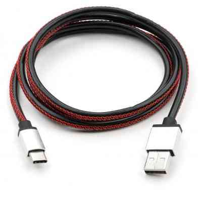 Дата кабель USB 2.0 AM to Type-C 1m pu leather black Vinga (VCPDCTCLS1BK) Винница