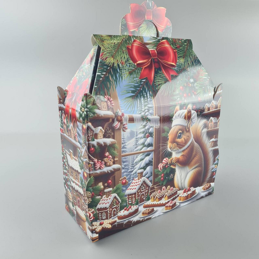 Новогодняя подарочная картонная упаковка для конфет (1000грм) №192 