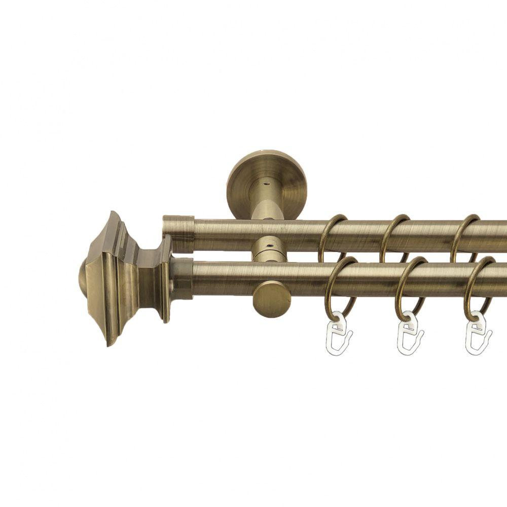 Карниз Orvit Борджеза металевий дворядний реверсивний гладка труба кільце металеве Антик 19\19 мм 300 см (00-00013331) Львів - фото 1