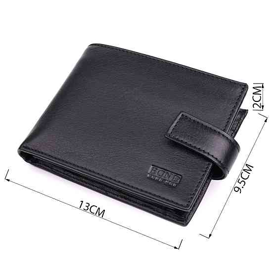 Місткий чоловічий гаманець з натуральної шкіри BOND 22861 Чорний Київ