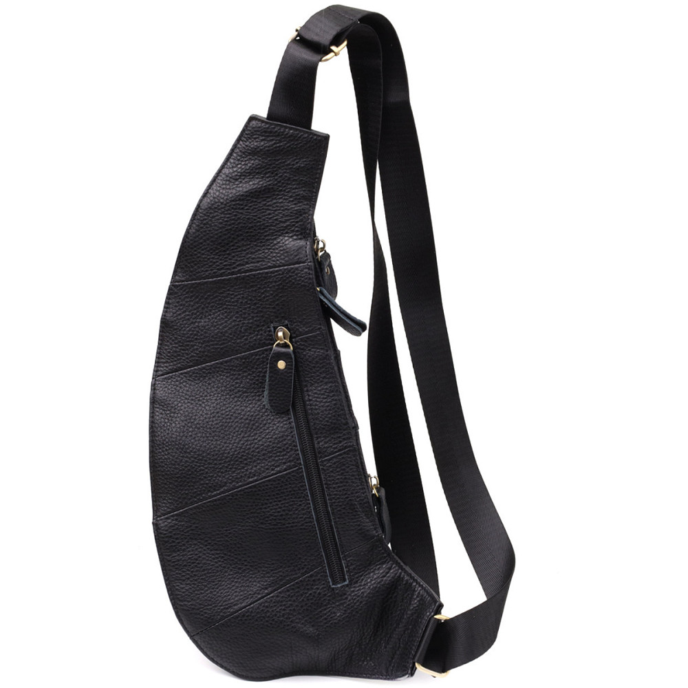 Мужская сумка через плечо из зернистой натуральной кожи Vintage 22964 Черный Киев - изображение 2