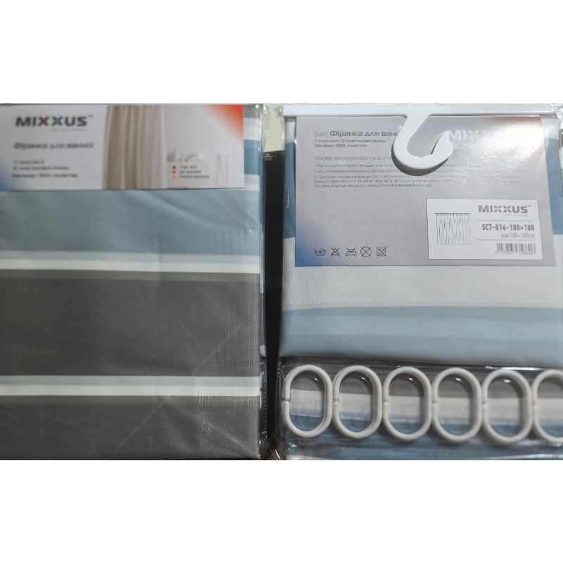 Шторка для ванної Mixxus SCT-016-180x180 з поліестеру   ( 18231 ) Харьков - изображение 4