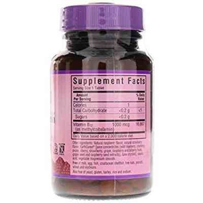 Вітамін Bluebonnet Nutrition Метилкобаламін (В12) 1000мкг, Смак Малини, Earth Sweet Chewa (BLB-00441) Вінниця