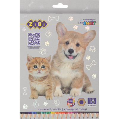 Карандаши цветные ZiBi Dogs&Cats шестигранные 18 цветов (ZB.2428) Винница - изображение 1