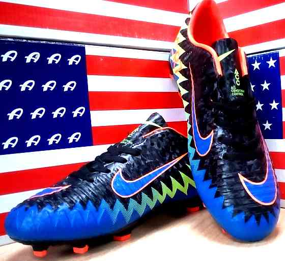 Бутсы мужские Nike Mercurial CR7 (черный с синим и салатным). Сумы