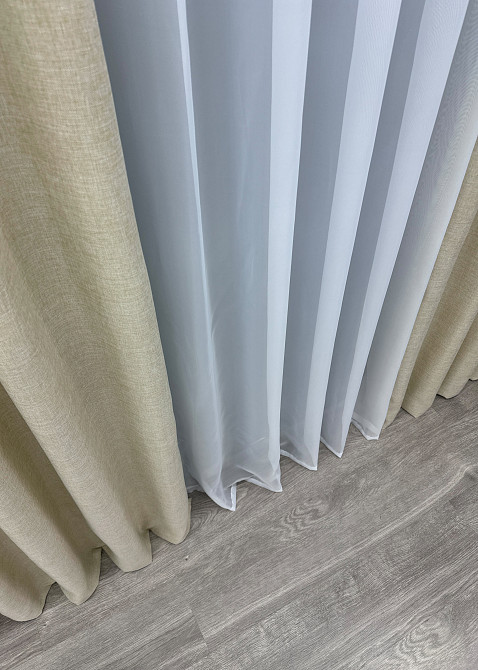 Однотонна тканина "Льон мішковина" висота 2,8м колір бежевий 114ш Київ - фото 10