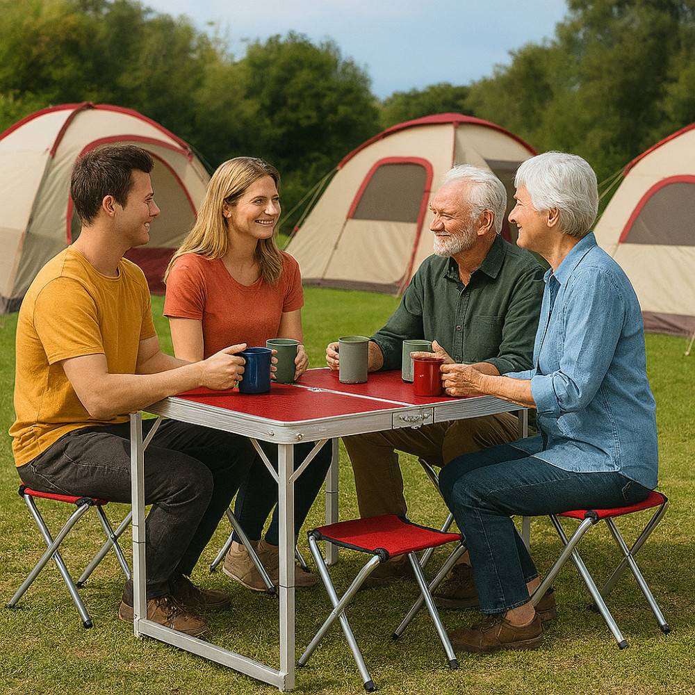 Посилений розкладний стіл для пікніка + 4 стільці,120х70х60см,Темне дерево SBR Київ - фото 7