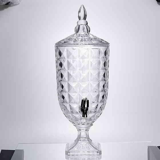 Лимонадниця з краном на підставці скляна 5 л лимонадник 51 см прозорий HP-19-18F-5 Київ