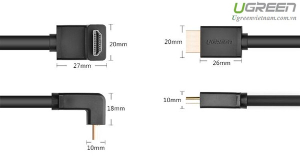 HDMI кабель V1.4 Ugreen HD103 з кутовим конекотором 10120 (1м, 270 градусів) Николаев - изображение 10