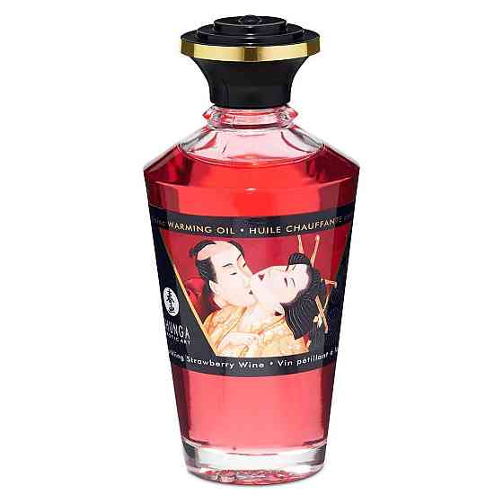 Разогревающее масло Shunga Aphrodisiac Warming Oil - Sparkling Strawberry Wine (100 мл) без сахара Sex Aura Киев