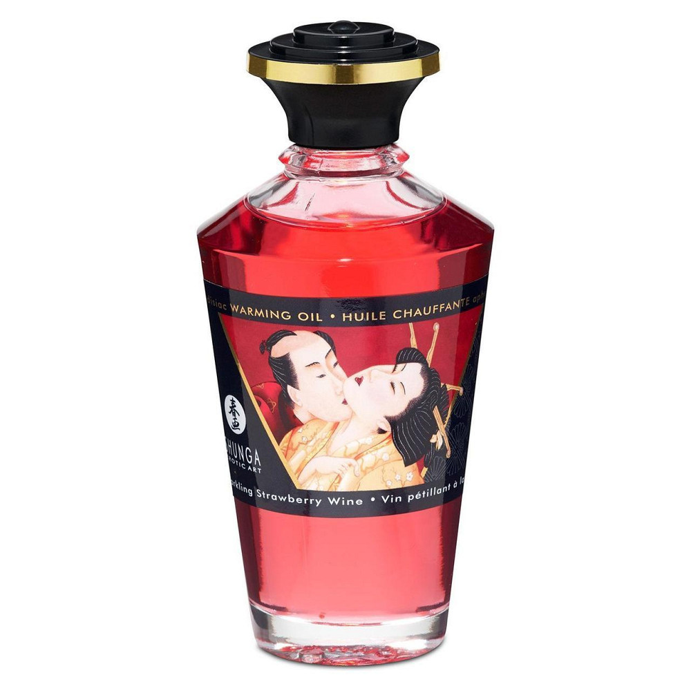 Разогревающее масло Shunga Aphrodisiac Warming Oil - Sparkling Strawberry Wine (100 мл) без сахара Sex Aura Киев - изображение 2