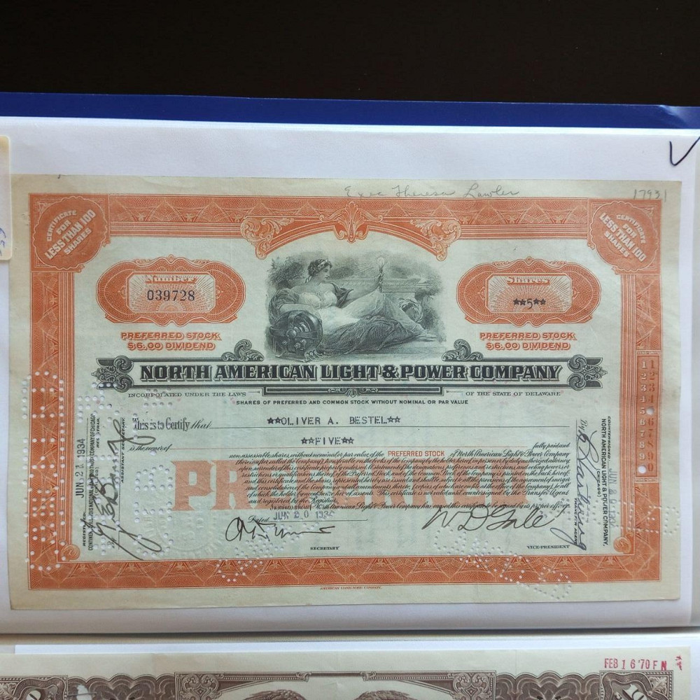 Акція. США. 1934 рік No039728 (Б-2) Полтава - фото 1