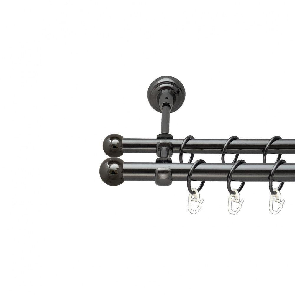 Карниз Orvit Куля Болонь металевий дворядний відкритий гладка труба кільце металеве Онікс 19\16 мм 240 см Львов - изображение 1