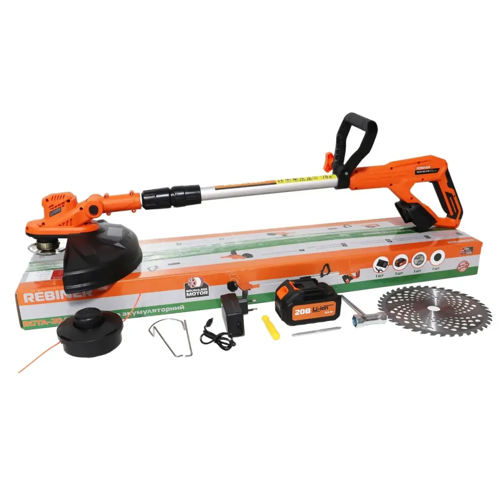 Триммер для травы аккумуляторный Rebiner RGTA-20/4 BL,Аккумуляторный триммер с бесщеточным мотором 1 АКБ, 3 А/ч Львов - изображение 10