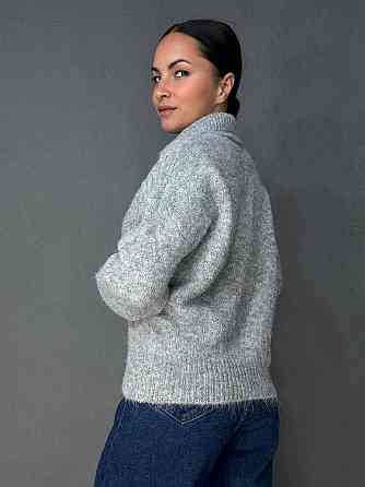 Светр жіночий A-N 19-1 з коміром поло теплий вільний, сірий, one size Київ