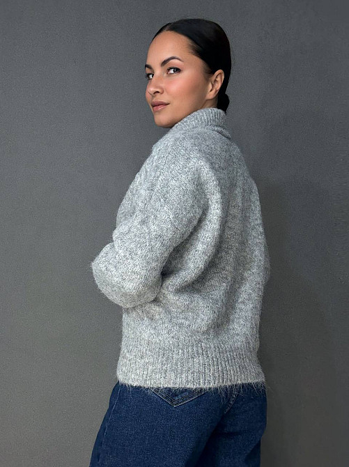 Свитер женский A-N 19-1 с воротником поло теплый свободный, серый, one size Киев - изображение 3
