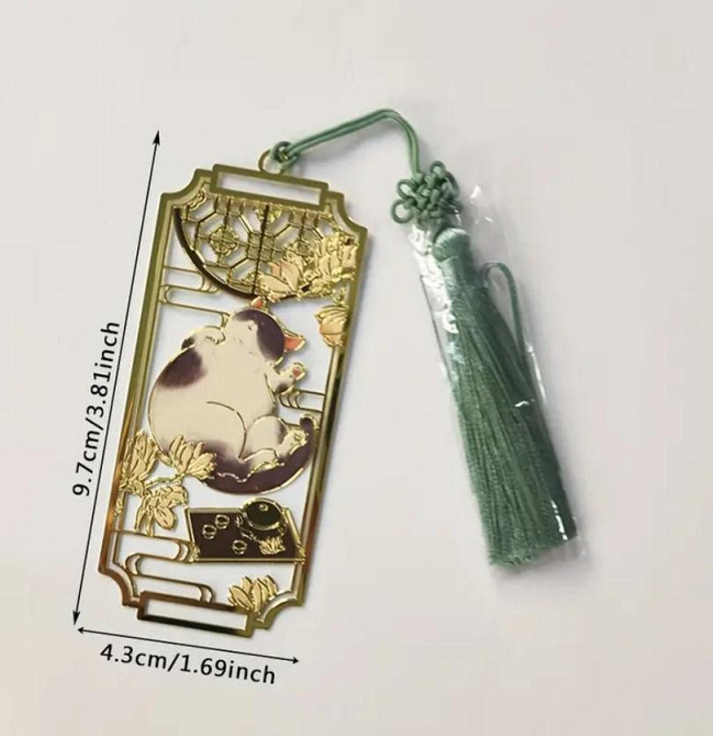 Вінтажна металева закладка з котом та китицею. ОригІнальна закладка для книжок. Подарунок для книгол Київ - фото 1