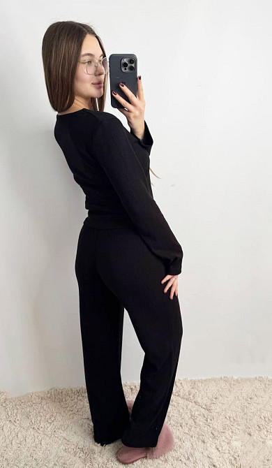 Жіночий трикотажний костюм на теплі дні Чорний XS-S Харків - фото 4