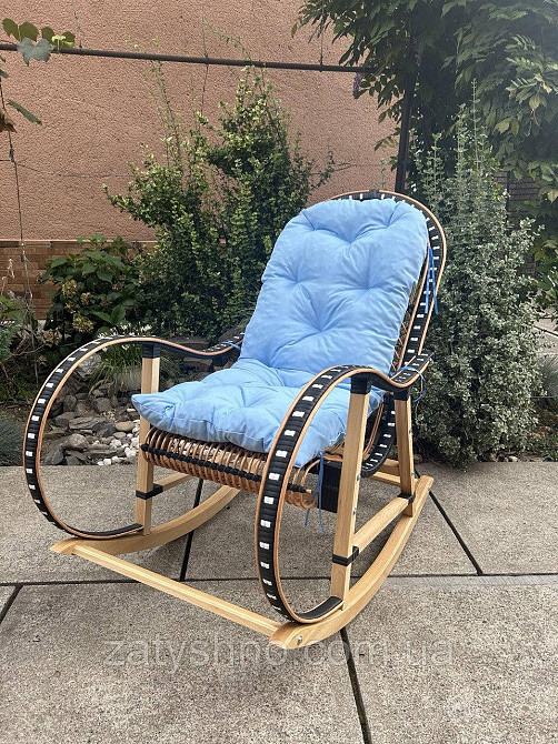 Кресло качалка  на подарок с голубой  подушкой Киев - изображение 5