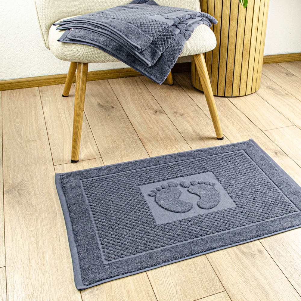 Махровий рушник жакардовий для ніг GM Textile 50х70см 600г/м2 (Денім) Суми - фото 2