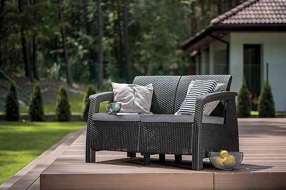 Диван пластиковий садовий Keter Corfu II Love seat, графіт Київ