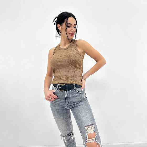 Трикотажная женская майка тай-дай Design 46-48, Капучино Киев