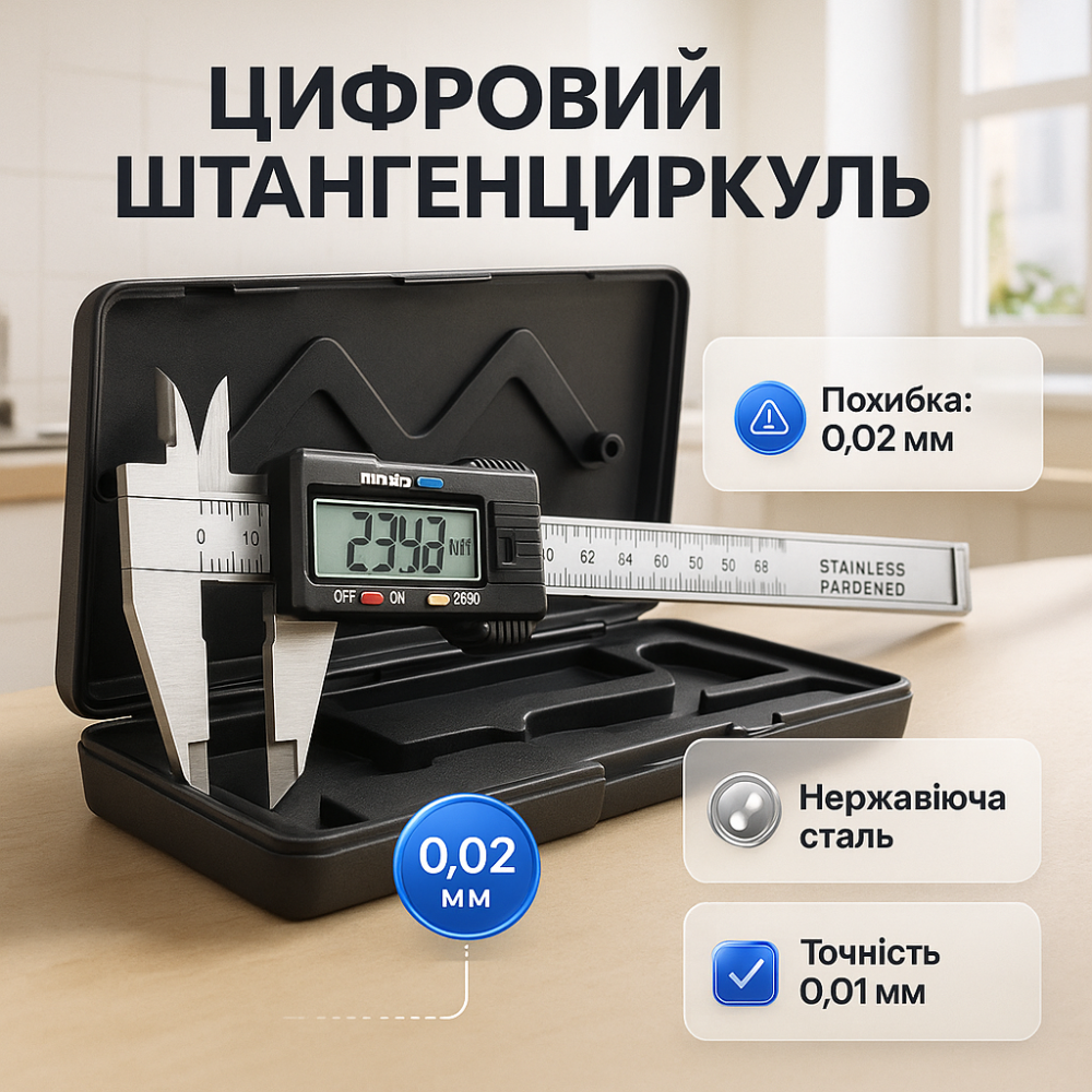 Штангенциркуль в кейсе Digital Caliper 0-150 мм, Инструмент измерительный штанген KX-26 Львов - изображение 18