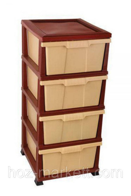 Комод пластиковый тумбочка на 4 ящика с цельными ящиками Турция беж с коричневым Харьков - изображение 7