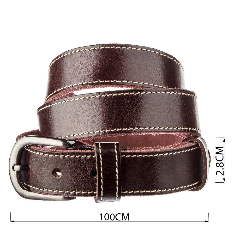 Ремень унисекс со строчкой по краям Vintage 20125 Темно-коричневый Киев - изображение 7