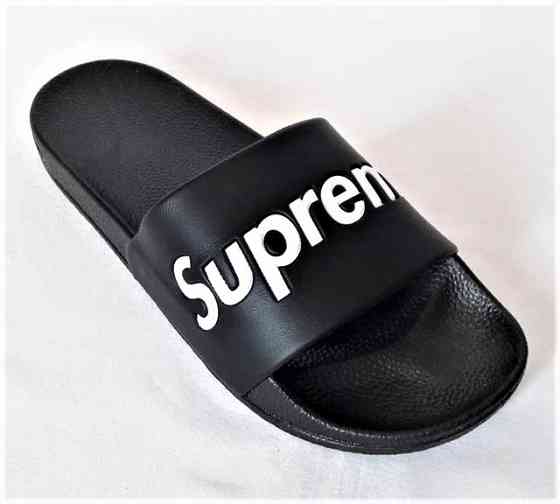 Чоловічі Шльопанці Капці SUPREME Сланці Суприм Чорні (розміри: 40,41,43,44,45) Дніпро