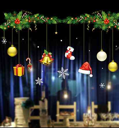 Різдвяні наклейки на вікна - картина на 2-х листах розмірами 35*50см, силікон Київ