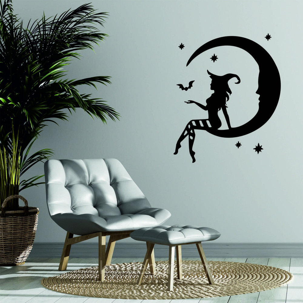 Декоративне настінне Панно «Ведьма на місяці», Декор на стіну 110*91 см, Чорний Київ - фото 3