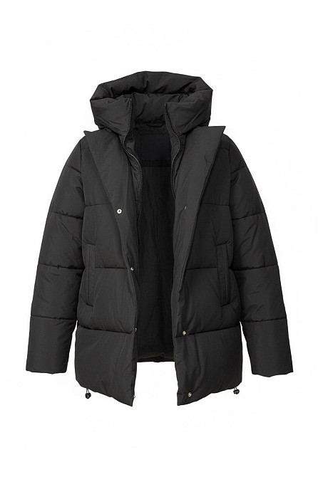 Куртка жіноча Lady Yep 9010 подовжена подвійна застібка з капюшоном чорна, чорний, 46 Київ - фото 18