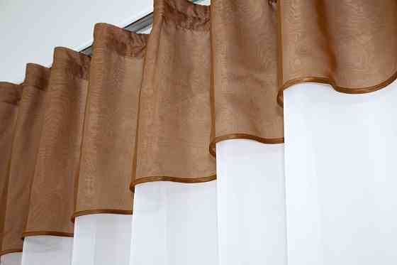 Кухонная занавеска VR-Textil № 047к коричневый с белым 270х170 см (50-353) Киев