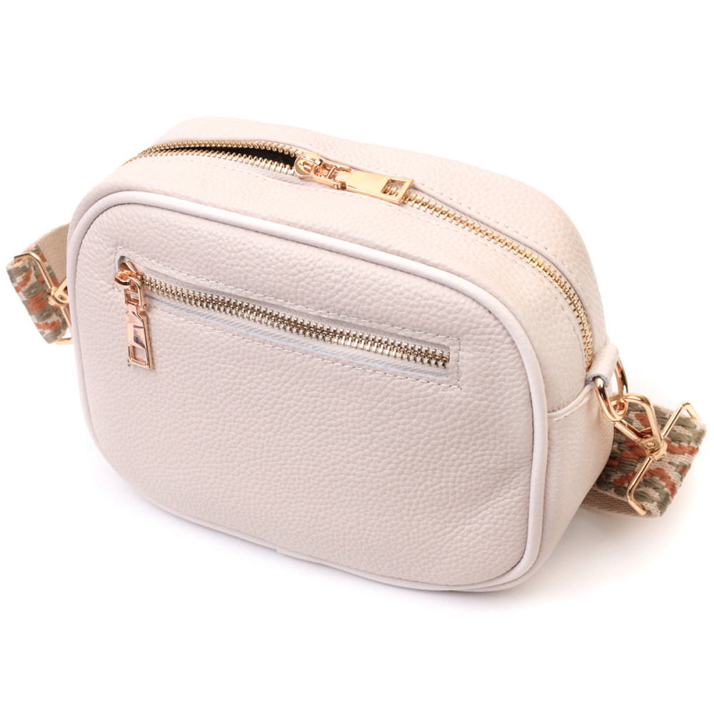 Стильна стьобана жіноча сумка з натуральної шкіри Vintage 22611 Білий Київ - фото 2