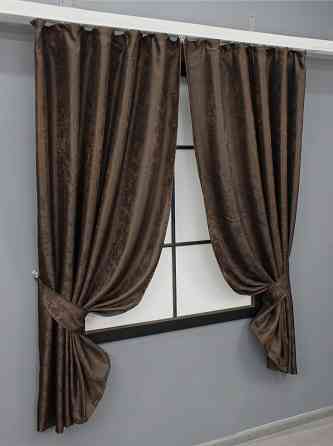 Комплект коротких штор VR-Textil Жакард Мармур Al1 № 436ш Коричневий 130х170 см 2 шт (35-0212) Київ