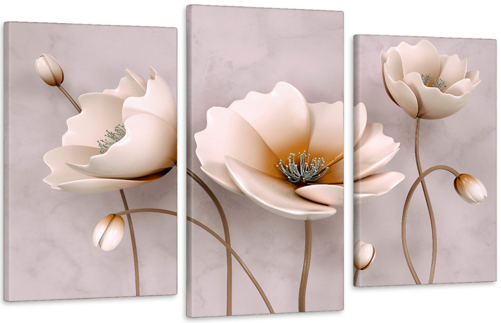 Модульна картина у вітальню/ спальню Пастелі квіти Art-531_3 70x130 см Київ - фото 1