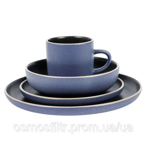 Набір столового посуду Axentia обідній 16 предметів синій кераміка (135975) Київ - фото 1
