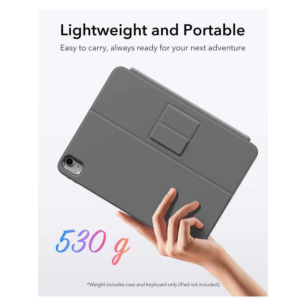Чохол з клавіатурою ESR Flex Case для iPad 11 (A16) темно-сірий QWERTZ магнітна знімна клавіатура та трекпад Київ - фото 7