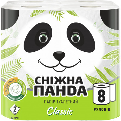 Туалетная бумага Сніжна Панда Classic 2 слоя 8 рулонов (4823019007633) Винница - изображение 1