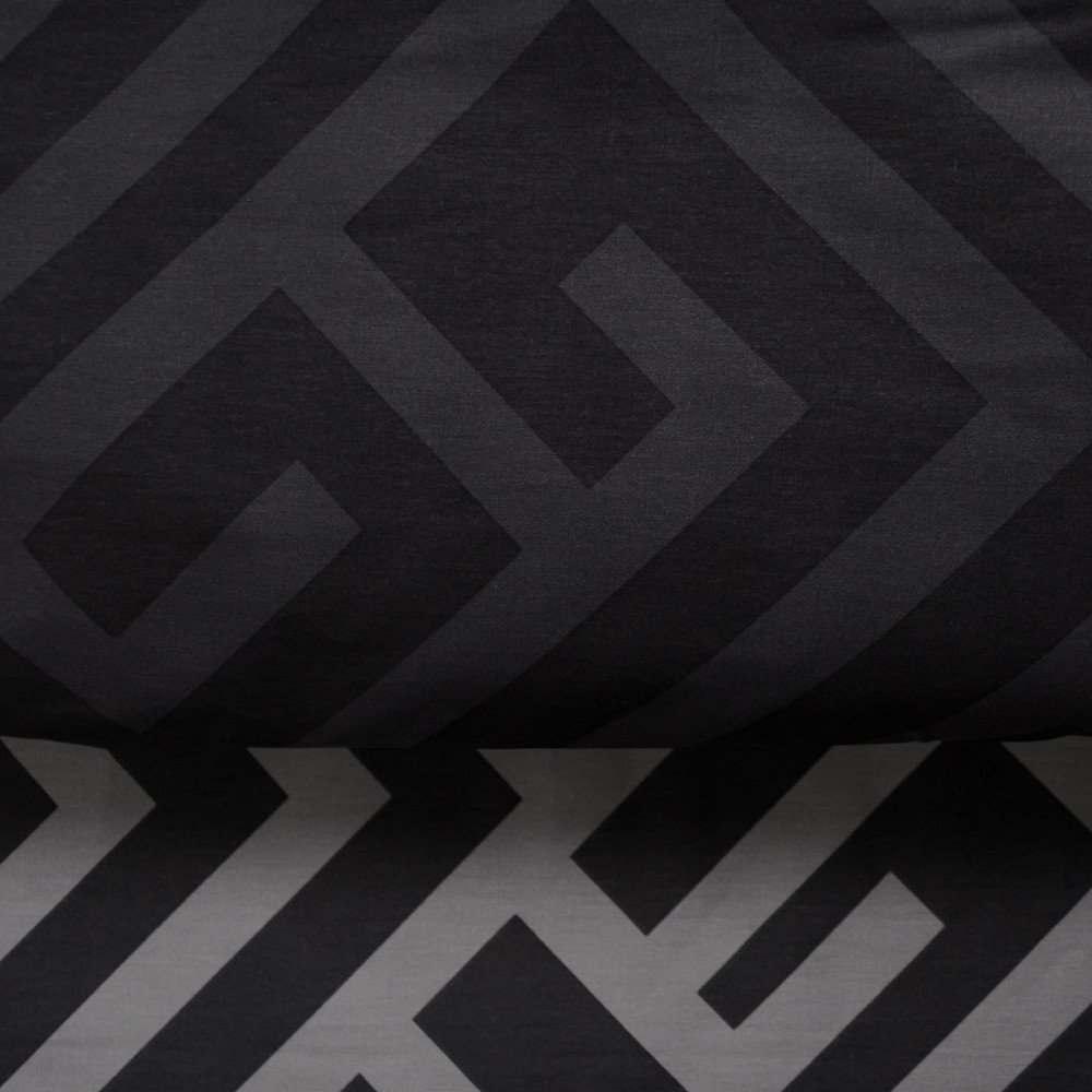 Євро комплект постільної білизни Сатин Лабіринт 125 г/м2 YouStar (Сірий з чорним) 2 х 50х70 Суми - фото 2