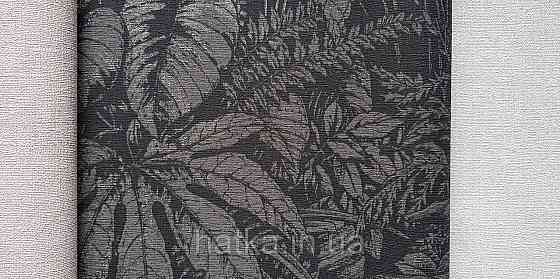 Шпалери вінілові на флізеліні AS creation Amber метрові 1.06Х10 листя гілки чорне зі сріблом Київ