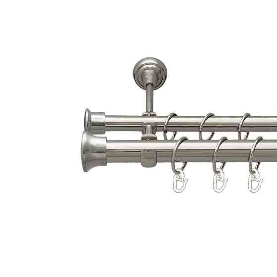 Карниз Orvit Дуо металевий дворядний відкритий гладка труба кільце металеве Нержавіюча Сталь 25\19 мм 160 см Львов