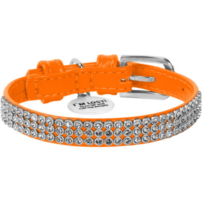Ошейник для животных WAUDOG Glamour с QR-паспортом "Стразы" XS Ш 12 мм оранжевый (33084) Винница - изображение 2