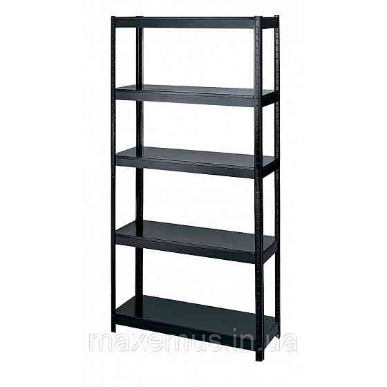 Стеллаж металлический полочный 180х90х40 Металлический стеллаж в подвал макс. 175 кг на полку МДФ черный Мостиська