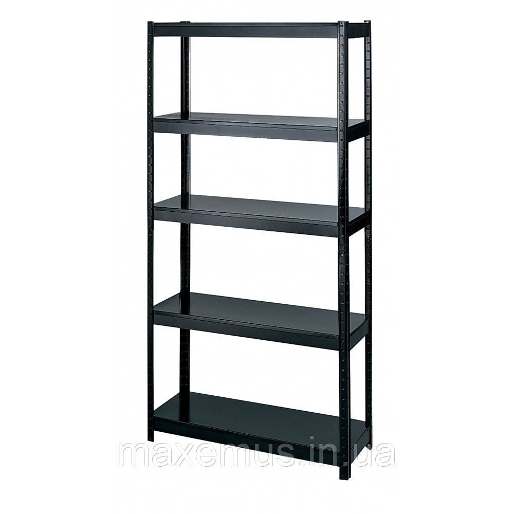 Стеллаж металлический полочный 180х90х40 Металлический стеллаж в подвал макс. 175 кг на полку МДФ черный Мостиська - фото 1