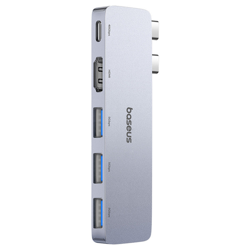 USB-хаб Baseus UltraJoy Series 5-Port HUB Space Grey (USB-C*2 to USB-C 40Gbps*1+HDMI 4K@30Hz*1+USB3.0*3） Одеса - фото 1
