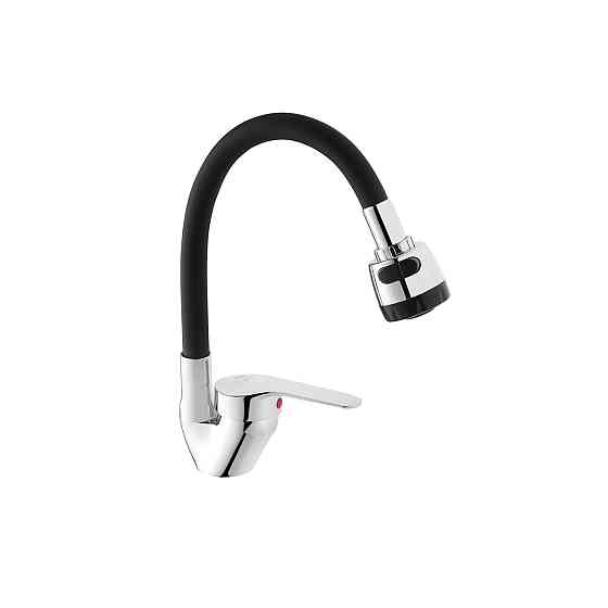 Змішувач для кухні Agua Sevilla гнучкий - C039NGR хром/чорний Київ